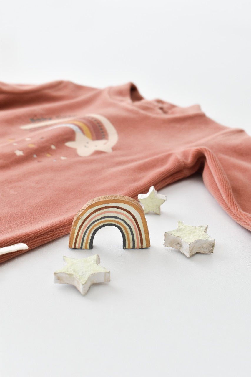 Salopeta Curcubeu cu maneca lunga si botosei din 80%bumbac organic si 20% poliester - , BabyCosy